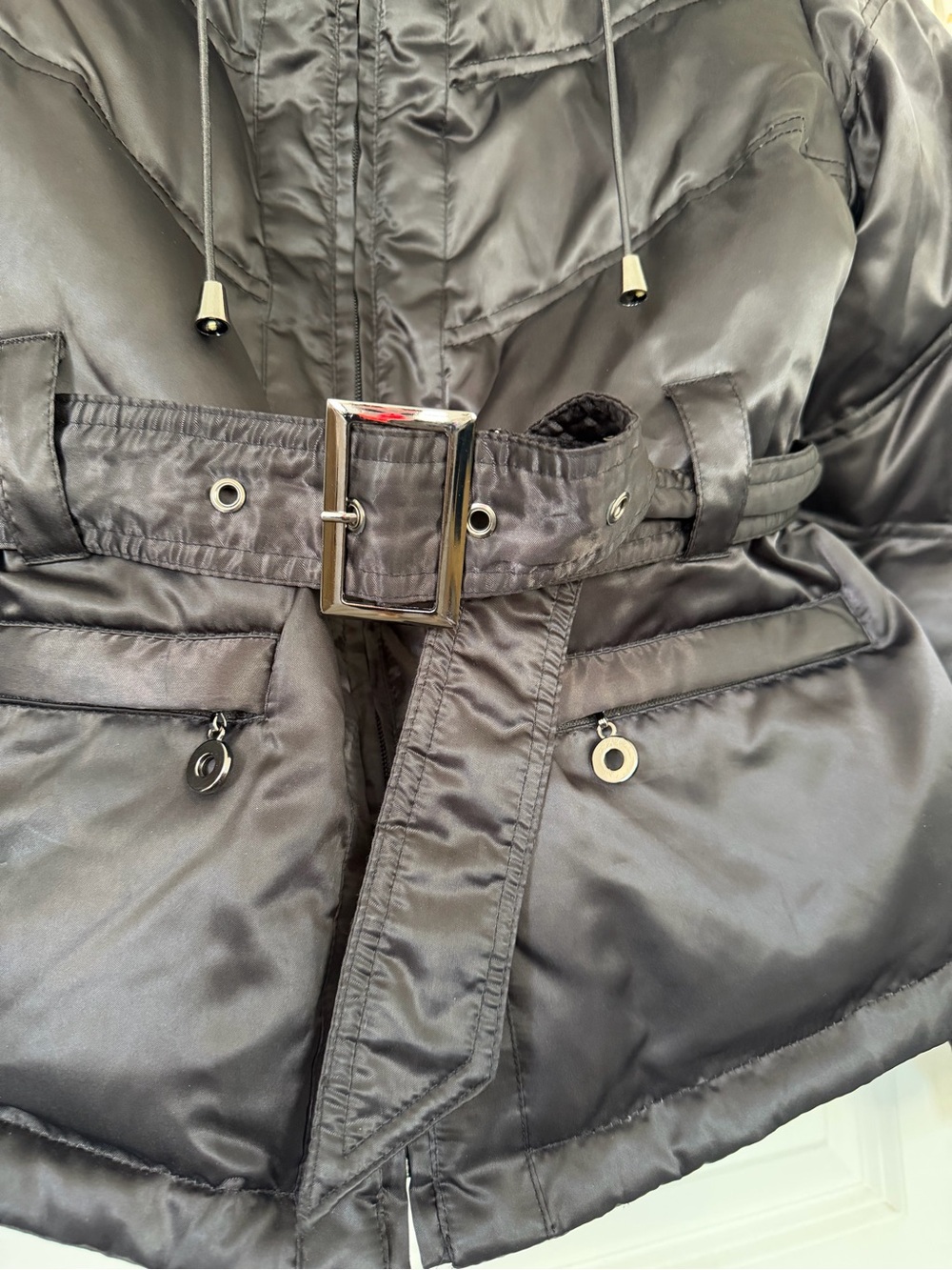 Nine West Women's Black Quilted Belted Puffer Coat - Picture 4 of 5
